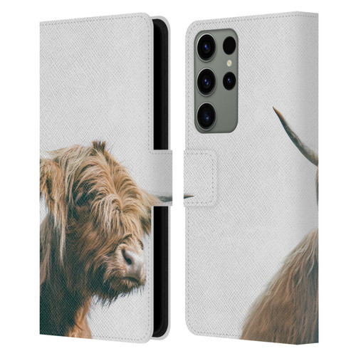 Patrik Lovrin Animal Portraits Majestic Highland Cow Leather Book Wallet Case Cover For Samsung Galaxy S23 Ultra 5G