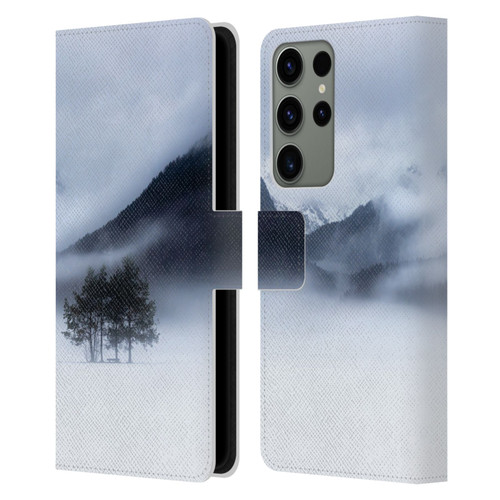 Patrik Lovrin Magical Foggy Landscape Fog, Mountains And A Tree Leather Book Wallet Case Cover For Samsung Galaxy S23 Ultra 5G