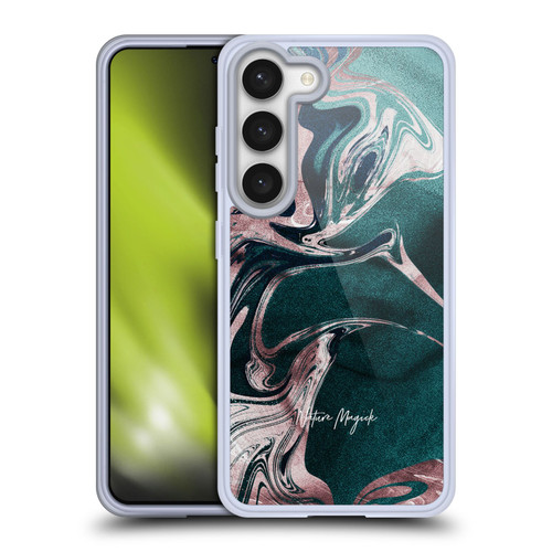 Nature Magick Luxe Gold Marble Metallic Teal Soft Gel Case for Samsung Galaxy S23 5G & MagSafe