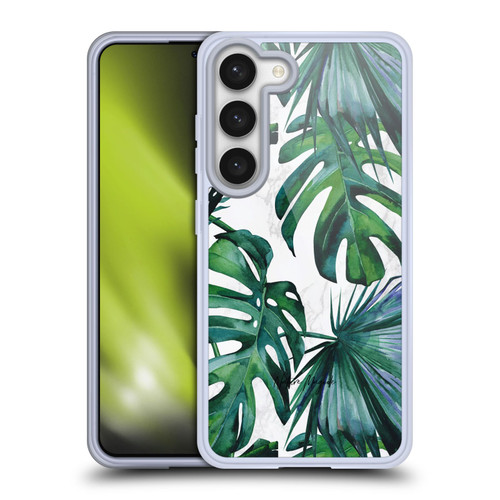 Nature Magick Tropical Palm Leaves On Marble Green Tropics Soft Gel Case for Samsung Galaxy S23 5G & MagSafe