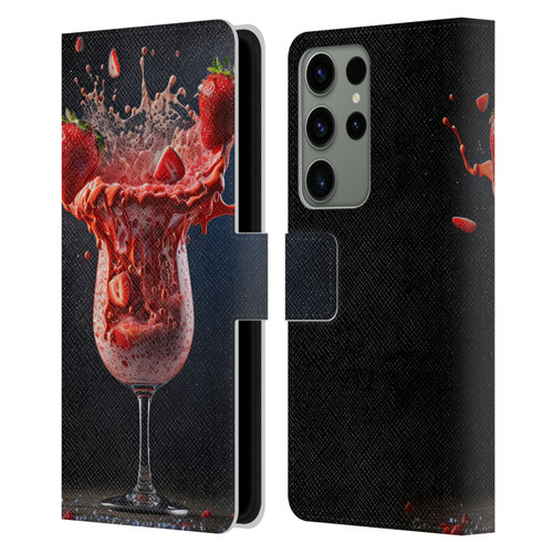 Spacescapes Cocktails Strawberry Infusion Daiquiri Leather Book Wallet Case Cover For Samsung Galaxy S23 Ultra 5G
