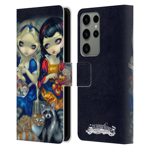 Strangeling Art Girls With Cat And Raccoon Leather Book Wallet Case Cover For Samsung Galaxy S23 Ultra 5G
