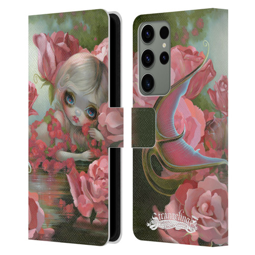 Strangeling Mermaid Roses Leather Book Wallet Case Cover For Samsung Galaxy S23 Ultra 5G