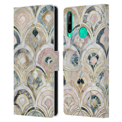 Micklyn Le Feuvre Marble Patterns Art Deco Tiles In Soft Pastels Leather Book Wallet Case Cover For Huawei P40 lite E