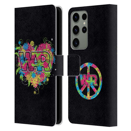 War Graphics Heart Logo Leather Book Wallet Case Cover For Samsung Galaxy S23 Ultra 5G