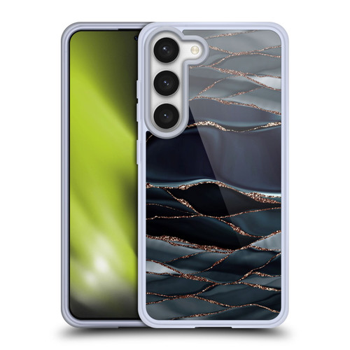 UtArt Dark Night Marble Waves Soft Gel Case for Samsung Galaxy S23 5G & MagSafe