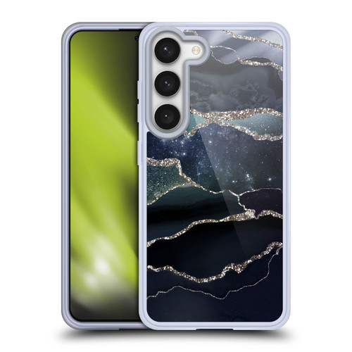 UtArt Dark Night Marble Silver Midnight Sky Soft Gel Case for Samsung Galaxy S23 5G & MagSafe