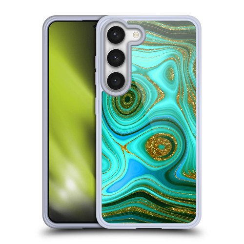 UtArt Malachite Emerald Liquid Gem Soft Gel Case for Samsung Galaxy S23 5G & MagSafe