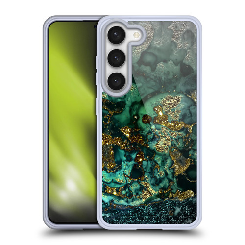 UtArt Malachite Emerald Gold And Seafoam Green Soft Gel Case for Samsung Galaxy S23 5G & MagSafe