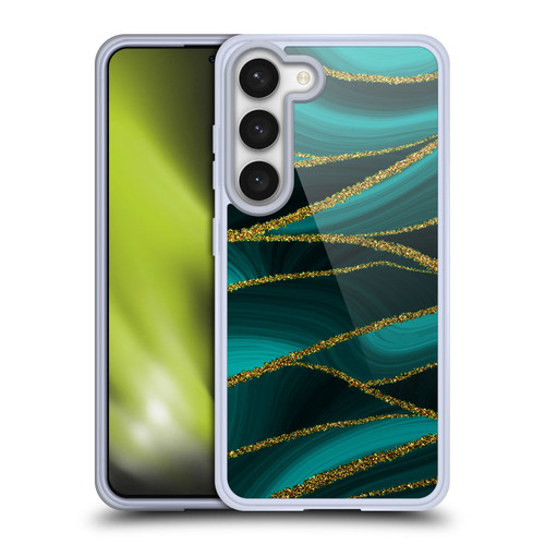 UtArt Malachite Emerald Turquoise Shimmers Soft Gel Case for Samsung Galaxy S23 5G & MagSafe