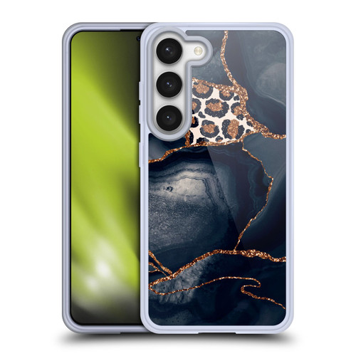 UtArt Wild Cat Marble Leopard Soft Gel Case for Samsung Galaxy S23 5G & MagSafe