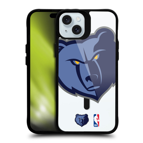 NBA Memphis Grizzlies Logo Oversized Bear BLACK SHOCKPROOF BUMPER CASE COMPATIBLE WITH Apple iPhone 15 Plus & MAGSAFE