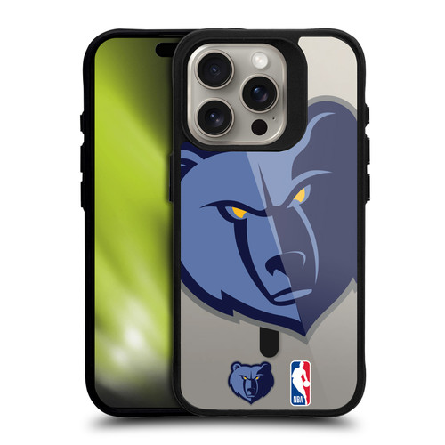 NBA Memphis Grizzlies Logo Oversized Bear BLACK SHOCKPROOF BUMPER CASE COMPATIBLE WITH Apple iPhone 15 Pro & MAGSAFE