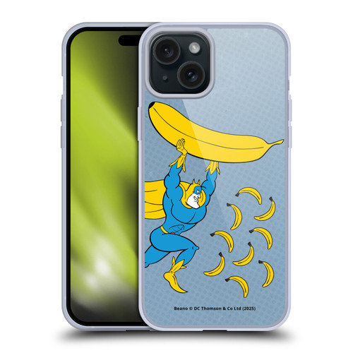 Beano Bananaman Graphics Banana Soft Gel Case for Apple iPhone 15 Plus & MagSafe