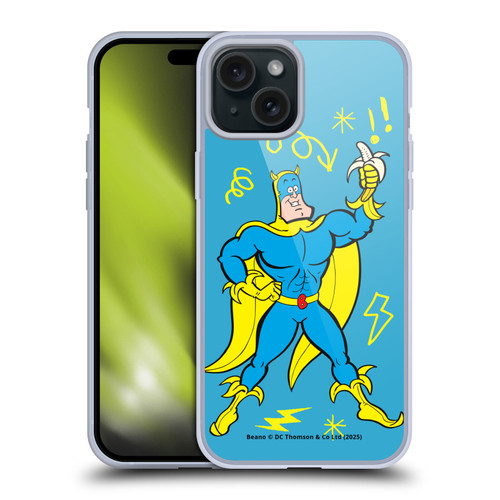Beano Bananaman Graphics Blue Soft Gel Case for Apple iPhone 15 Plus & MagSafe