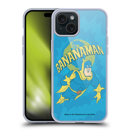 Beano Bananaman Graphics World Soft Gel Case for Apple iPhone 15 Plus & MagSafe