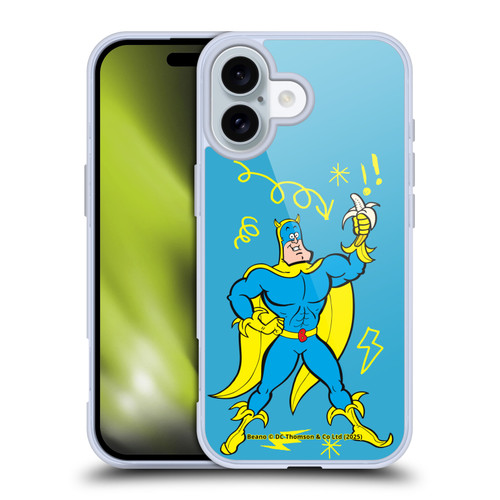 Beano Bananaman Graphics Blue Soft Gel Case for Apple iPhone 16 & MagSafe