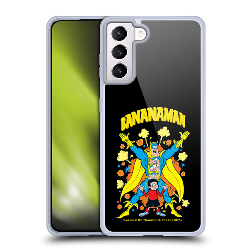 Beano Bananaman Graphics Characters Soft Gel Case for Samsung Galaxy S21+ 5G & MagSafe