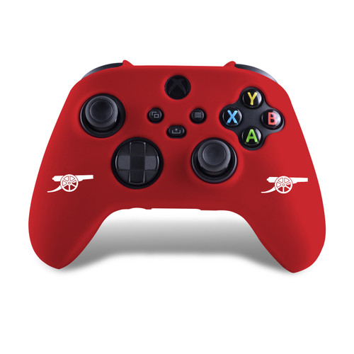 Arsenal FC Cannon Logo White RED SILICONE GAME CONTROLLER SKIN CASE FOR Microsoft Xbox One S / X Controller