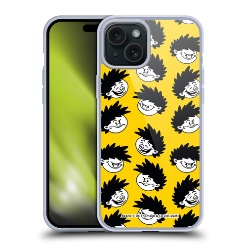 Beano Bananaman Patterns Dennis Head Soft Gel Case for Apple iPhone 15 Plus & MagSafe