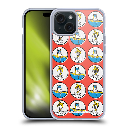 Beano Bananaman Patterns Red Circles Soft Gel Case for Apple iPhone 15 Plus & MagSafe