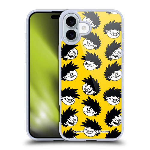 Beano Bananaman Patterns Dennis Head Soft Gel Case for Apple iPhone 16 Plus & MagSafe