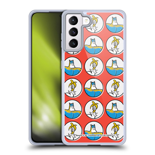 Beano Bananaman Patterns Red Circles Soft Gel Case for Samsung Galaxy S21+ 5G & MagSafe