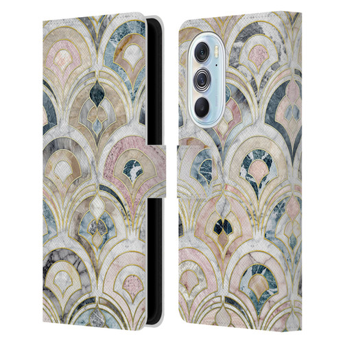 Micklyn Le Feuvre Marble Patterns Art Deco Tiles In Soft Pastels Leather Book Wallet Case Cover For Motorola Edge X30