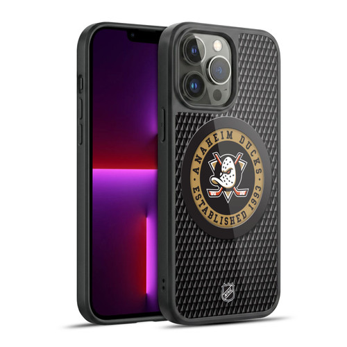NHL Anaheim Ducks Puck Texture Gel Armour Case For Apple iPhone 13 Pro Max