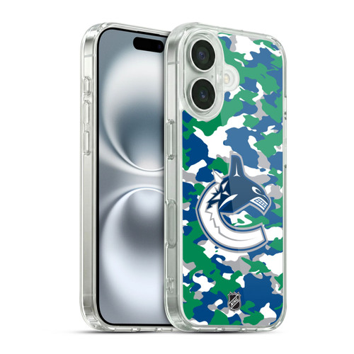 NHL Vancouver Canucks Camouflage Soft Gel Case for Apple iPhone 16 & MagSafe