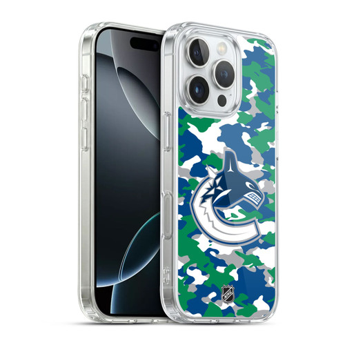 NHL Vancouver Canucks Camouflage Soft Gel Case for Apple iPhone 16 Pro & MagSafe