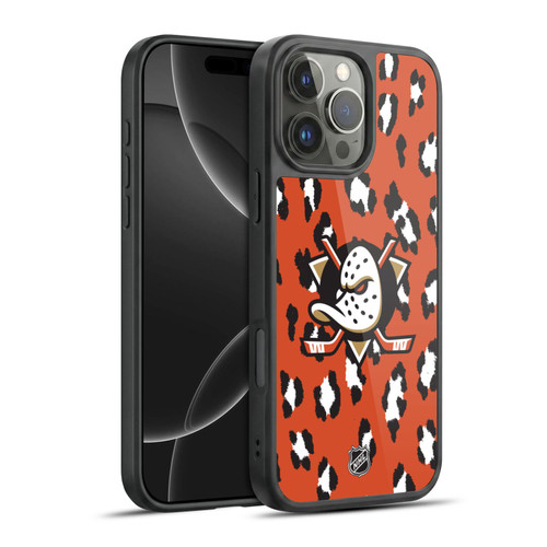 NHL Anaheim Ducks Leopard Pattern Gel Armour Case For Apple iPhone 16 Pro Max