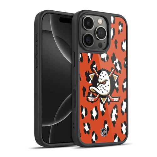 NHL Anaheim Ducks Leopard Pattern Gel Armour Case For Apple iPhone 16 Pro