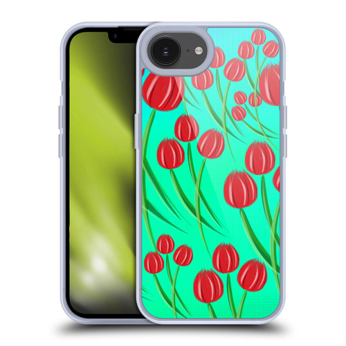 Grace Illustration Lovely Floral Red Tulips Soft Gel Case for Apple iPhone 16e / Apple iPhone 17e & MagSafe