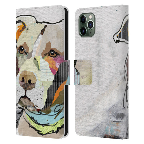 Michel Keck Dogs 3 Pit Bull Leather Book Wallet Case Cover For Apple iPhone 11 Pro Max