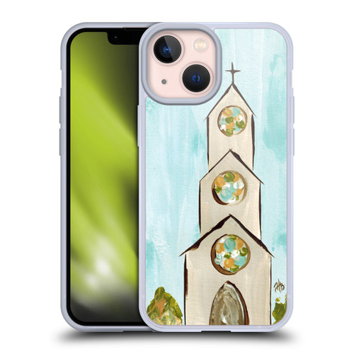 Haley Bush Church Painting Gray Soft Gel Case for Apple iPhone 13 Mini & MagSafe