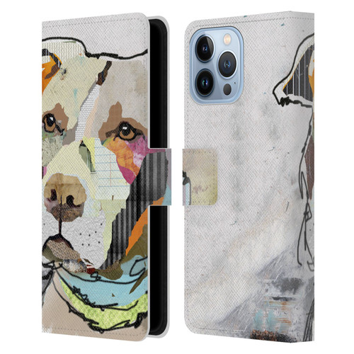Michel Keck Dogs 3 Pit Bull Leather Book Wallet Case Cover For Apple iPhone 13 Pro Max