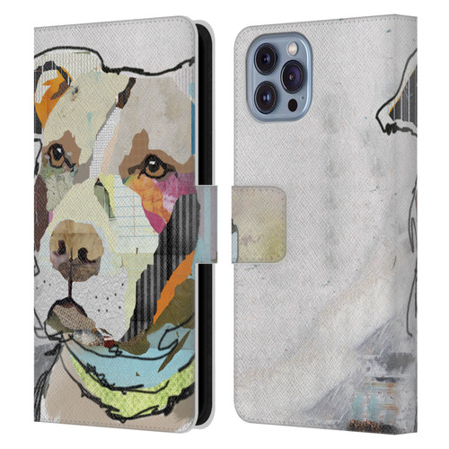 Michel Keck Dogs 3 Pit Bull Leather Book Wallet Case Cover For Apple iPhone 14