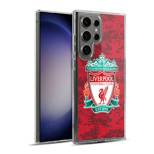 Liverpool Football Club Digital Camouflage Home Red Crest Soft Gel Case for Samsung Galaxy S23 Ultra 5G & MagSafe