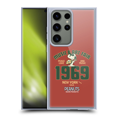 Peanuts Woodstock 50th Snoopy Guitar 1969 Soft Gel Case for Samsung Galaxy S23 Ultra 5G & MagSafe
