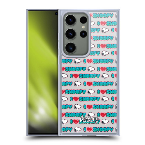Peanuts Snoopy Boardwalk Airbrush I Love Pattern Soft Gel Case for Samsung Galaxy S23 Ultra 5G & MagSafe