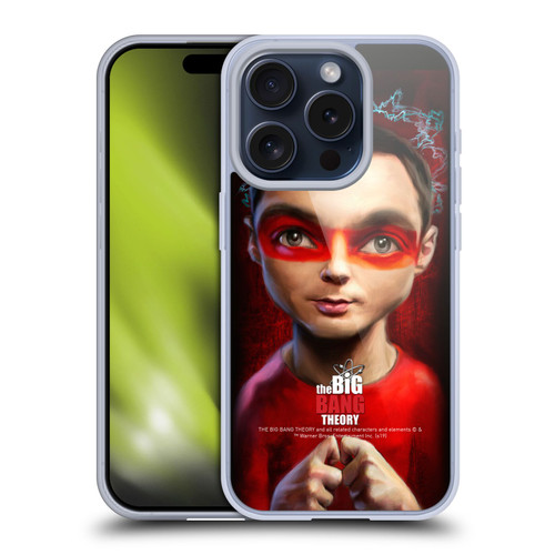 The Big Bang Theory Caricature Sheldon Cooper Soft Gel Case for Apple iPhone 15 Pro & MagSafe