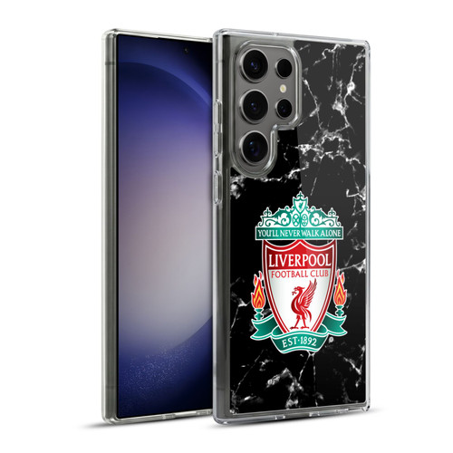 Liverpool Football Club Marble Black Crest Soft Gel Case for Samsung Galaxy S23 Ultra 5G & MagSafe