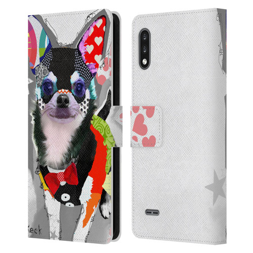 Michel Keck Dogs 3 Chihuahua Leather Book Wallet Case Cover For LG K22