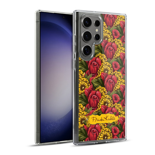 Frida Kahlo Red Florals Pattern Soft Gel Case for Samsung Galaxy S23 Ultra 5G & MagSafe