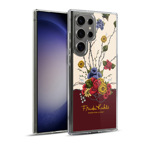 Frida Kahlo Red Florals Shrub Soft Gel Case for Samsung Galaxy S23 Ultra 5G & MagSafe