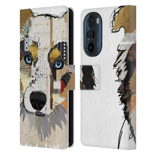 Michel Keck Dogs 3 Australian Shepherd Leather Book Wallet Case Cover For Motorola Edge 30