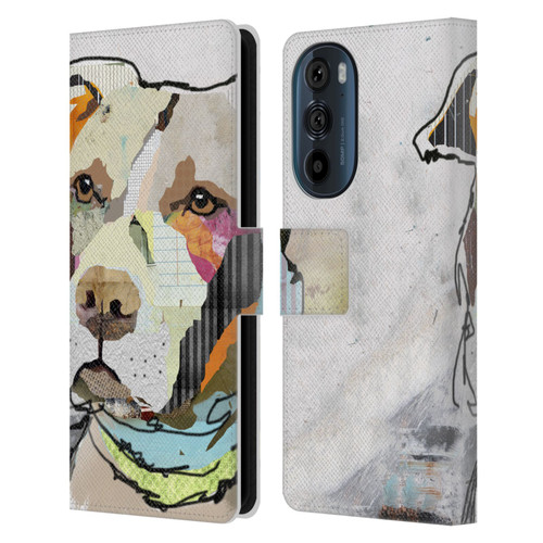 Michel Keck Dogs 3 Pit Bull Leather Book Wallet Case Cover For Motorola Edge 30