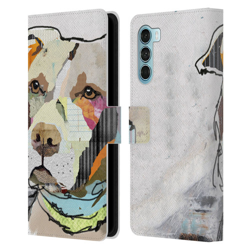 Michel Keck Dogs 3 Pit Bull Leather Book Wallet Case Cover For Motorola Edge S30 / Moto G200 5G