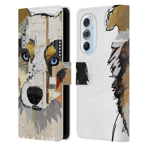Michel Keck Dogs 3 Australian Shepherd Leather Book Wallet Case Cover For Motorola Edge X30